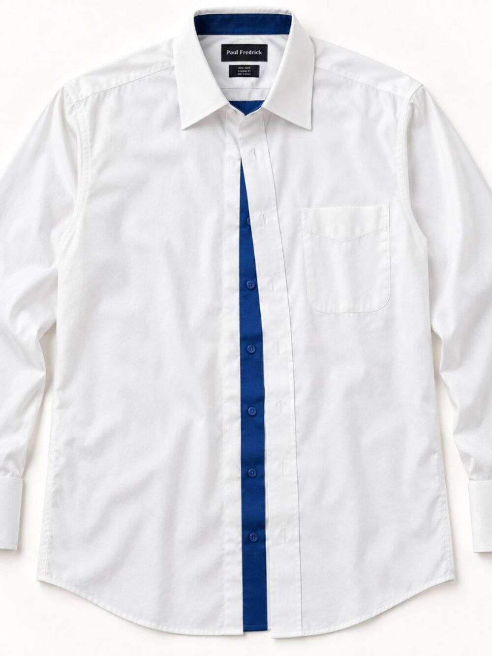 Paul Fredrick White Blue Trim Dress Shirt 18.5
